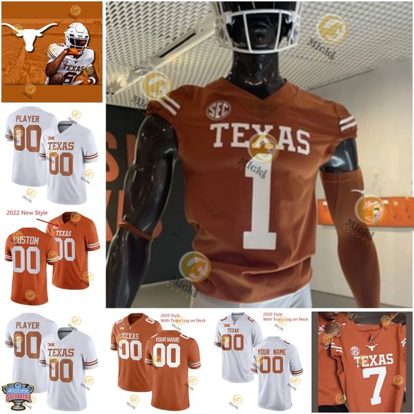 Custom Texas 2024 Football Jersey Isaiah Bond Xavier Filsaime Ryan Wingo Derek Williams DeAndre Moore Colton Vasek Jerrick Gibson Derion Gul