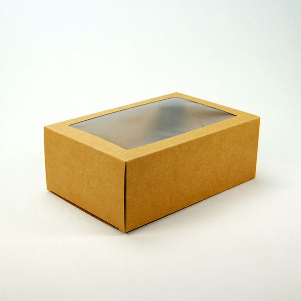 Kraft Black Gift Packaging Box With Window Cardboard Paper Box Party Cake Baking Cookies Candy Boxes dh0975