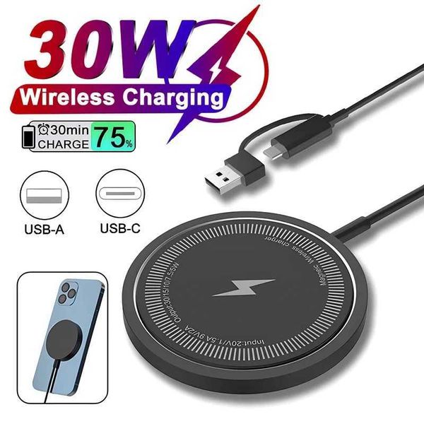 30w Magnetic Wireless Charger Pad USB Mafe for iPhone 15 14 12 Pro Max Mini Fast Wireless Charging Dock Station Chargers Y241118
