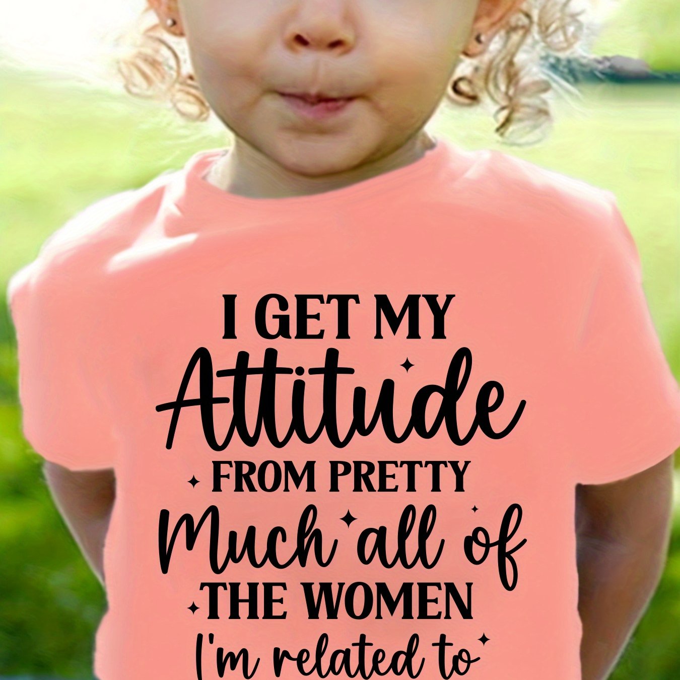 TEMU Girls "i Get "print 100% Cotton Short Sleeve T-shirt, Comfy Casual Tees For Girls Summer