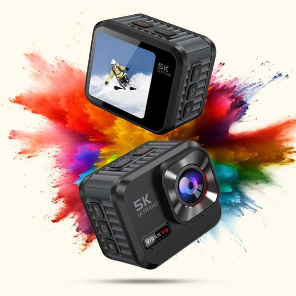 Sports Action Video Cameras CERASTES action camera 5K 4K60FPS WiFi shockabsorbing dual screen 170 wideangle 30m waterproof motion camera wit