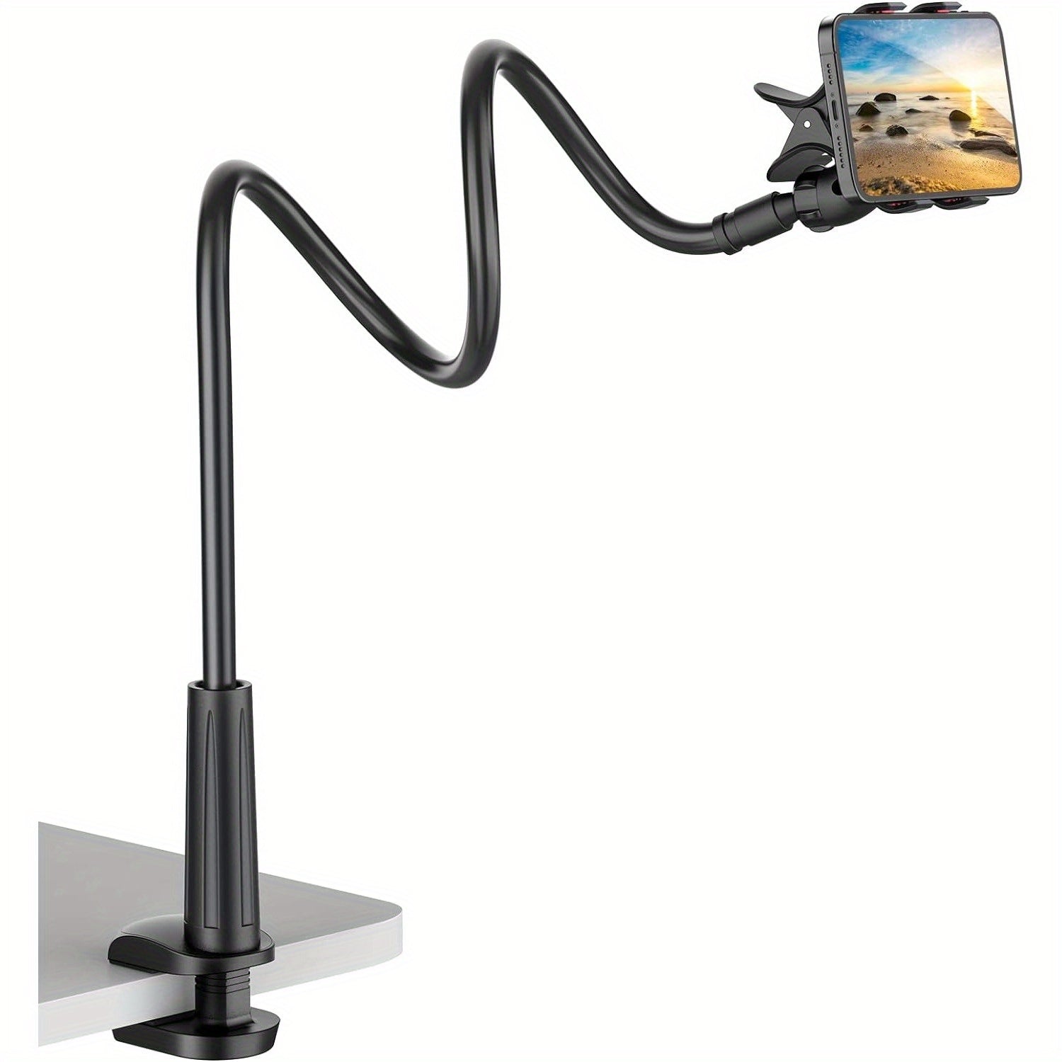 TEMU Bed Phone Holder, Flexible Long Arm Phone Mount For Desk, Clip Bracket Clamp Stand For 4.0-6.5'' Mobile Cell Phone Stand Camera