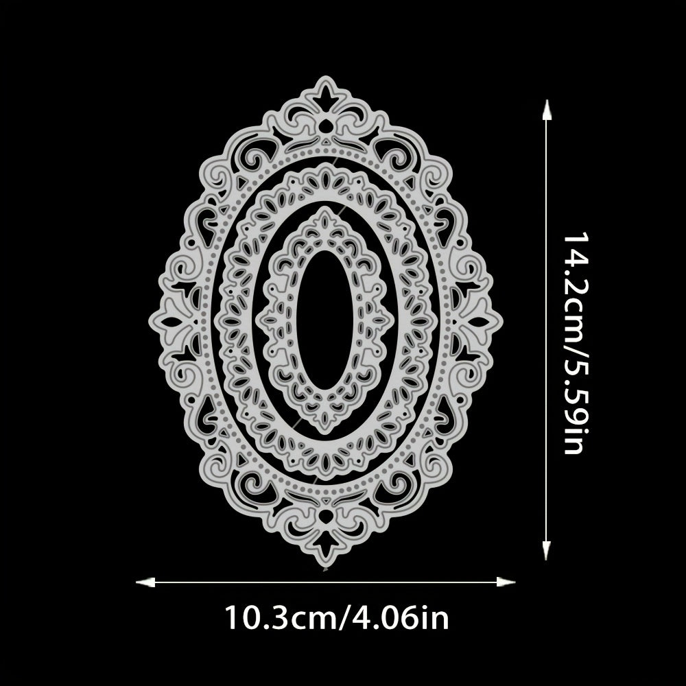 TEMU Elegant Oval Lace Cutting Dies For Card Making, Scrapbooking, And Gift Decor – Intricate Metal Embossing Templates With Floral Patterns,