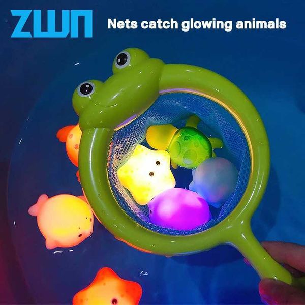 Baby Bath Toys Swimming Pool Water Glowing Toys Soft Rubber Float Induction Luminous Cute Animals for Children Play Funny Gifts Y250120