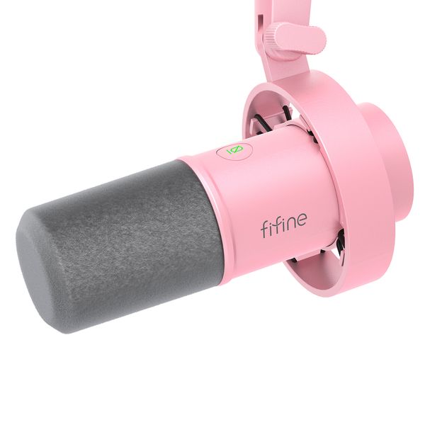 FIFINE XLR Dynamic Microphone for Recording,USB Streaming Mic with Volume Control-Monitoring-Touch-mute for PC,Mixer-K688P Pink