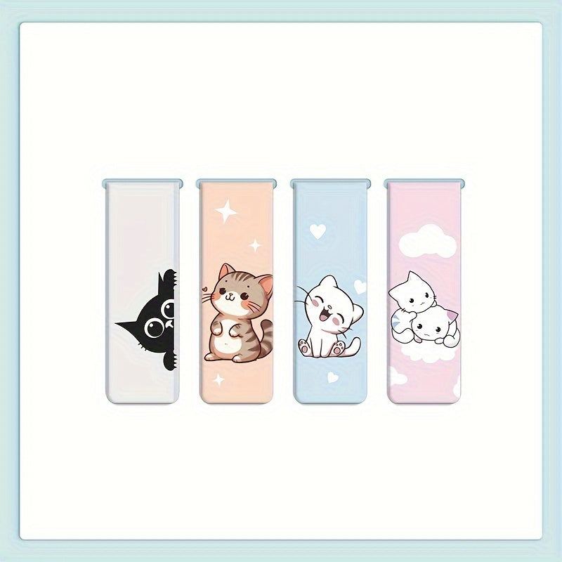 TEMU 4pcs Whimsycat Magnetic Bookmarks, Cardboard Page Markers With Cute Cat Designs, Strong Magnet Clips For Students And Teachers, Reading