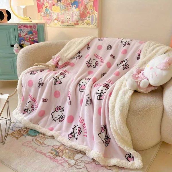 Blanket Plush Double-Layered Throw Blanket - Soft Rrsible hine Washable All-Season Cozy Fleece for Couch Bed Z241114