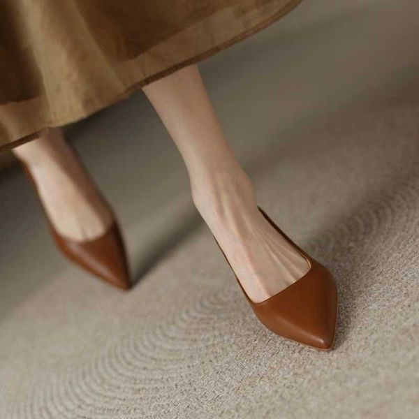 Female Shoes on Sale 2023 Spring Slingbacks Womens Pumps Concise Pointed Toe Thin Heels Ladies Office Career Mid Heel ShoesC241024