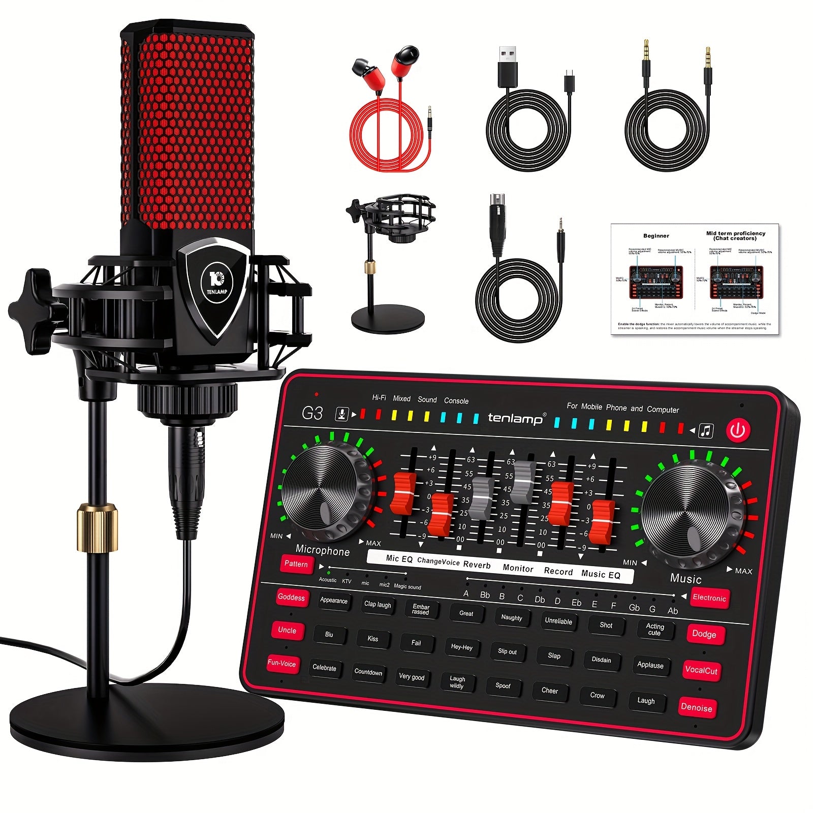 TEMU Professional Mixer, Suitable For Laptops, Mobile Phones, Game Recording, Streaming , Internet Celebrities, Anchors, Live Streaming, Recording,