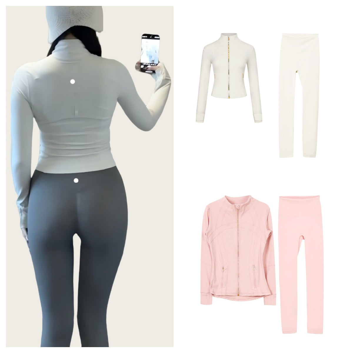 Yoga Set Gym set Jacket and leggings Women&#039;s Define Workout Sport Coat Sports Quick Dry Activewear Top Solid Zip Up Sweatshirt Sportwear