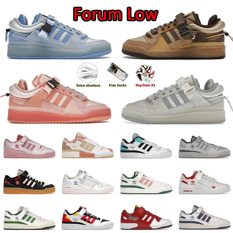Adidas x Forum Low Running Shoes Bad Bunny Pink Easter Egg Men Women Trainers Catch and Throw Black White Buckle 84 Spotrs Outdoor Sneakers Shoe