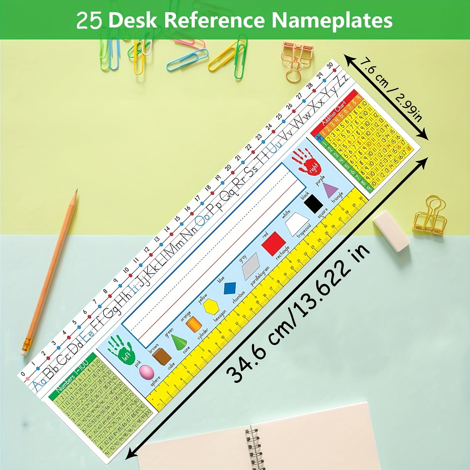 TEMU 25 Traditional Name Tags For Desks, Alphabets, Number Lines, Rulers, Diagrams And Other Classroom Essentials