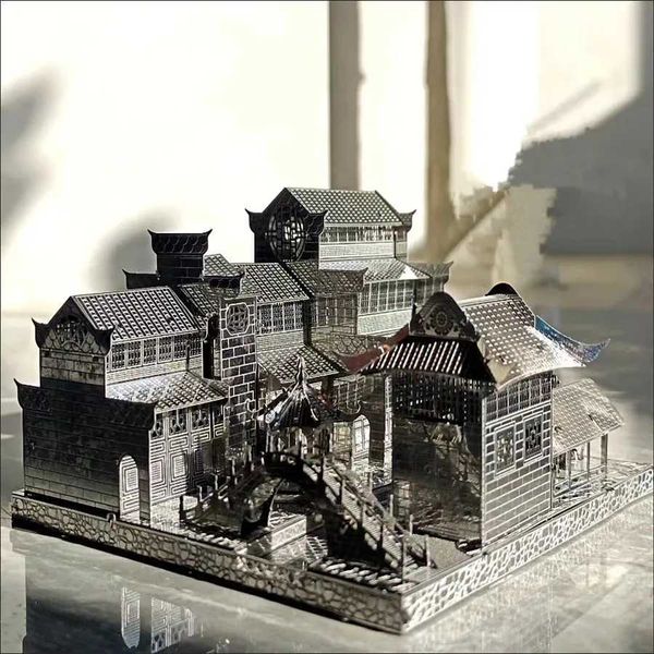 3D Metal Puzzle kits Chinese New Canal Town Laser Assemble DIY Model Building Kits Toys for Adults Birthday Gifts CL240817