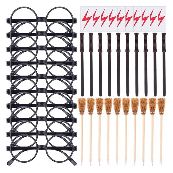 Pencils 40PcsSet Wand Tattoo Stickers Broom And Glasses Wizard Party Favors Wands Theme Supplies 230630