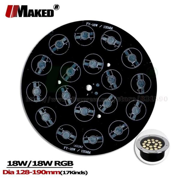 18W LED Underground lamp PCB Heatsink High Power LED Install Aluminum Lamp Plate Dia128-190mm For LED Spotligt Underwater lamps CL240813