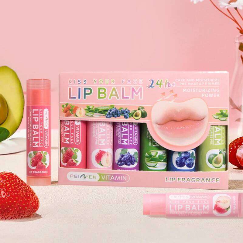 DNM Multi Fruit Flavors Moisturizing Hydrating Base Makeup Lip Daily Care Balm for Women and Men 6Pcs Set