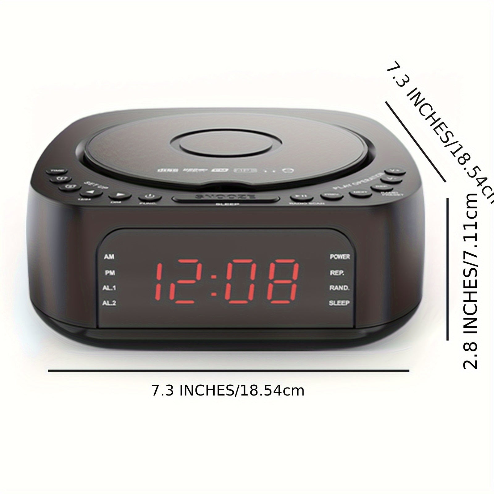 TEMU Cd Player Alarm Clock Radio With Remote:cd-mp3, Bt, Fm Player With Speakers, Usb Charger And Dimmable Display For Bedroom-dual Alarm With