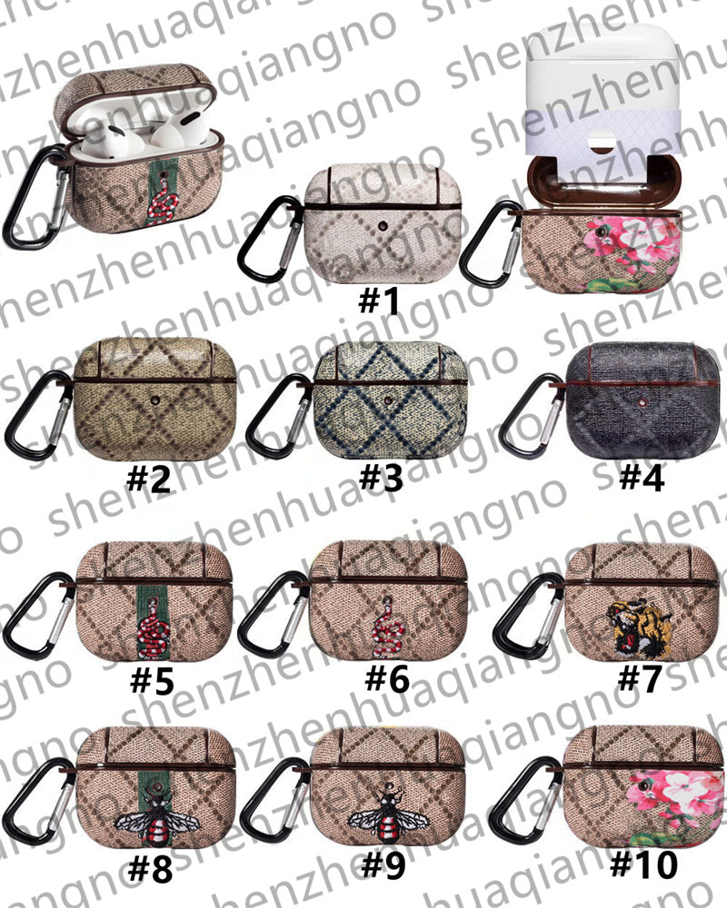 Fashion Designer airpod case airpod pro 2 3rd 2nd airpods 3 pros Headset Cover Leather Letter Protection Bluetooth Earphone Package Charge Box Hook