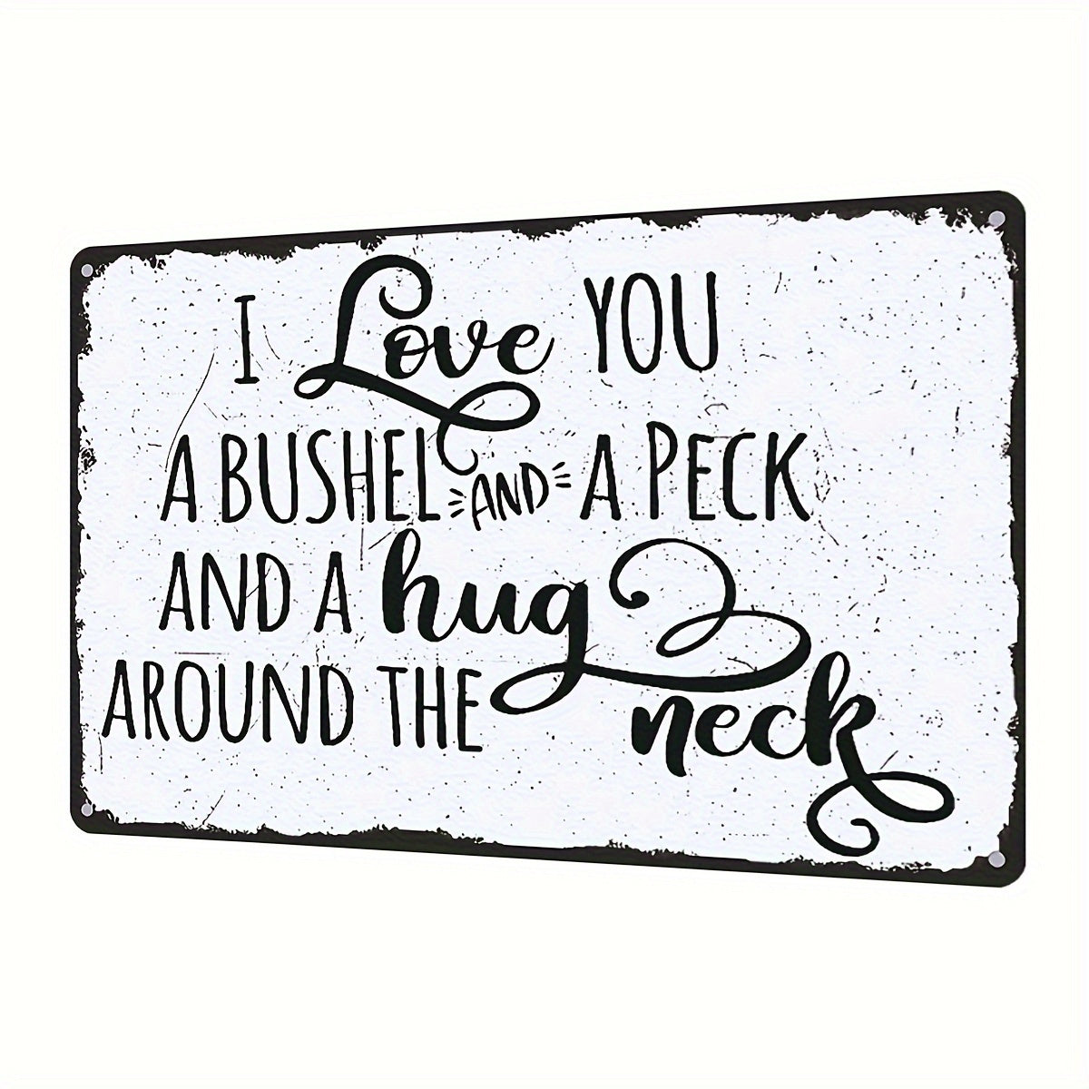 TEMU Rustic Metal Sign "love You A And A Peck", Iron Wall Decor, 12x8 Inches, For Home & Outdoor, Seasonal Love Plaque