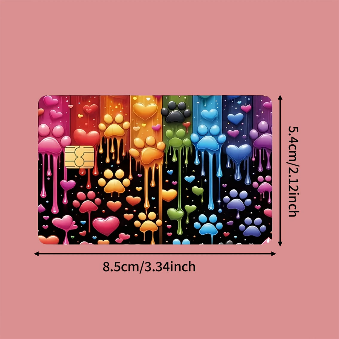 TEMU Street Style Multicolored Heart Pattern Decals For Credit Cards, Debit Cards, Transportation Cards, Room Keys, And Skin Stickers