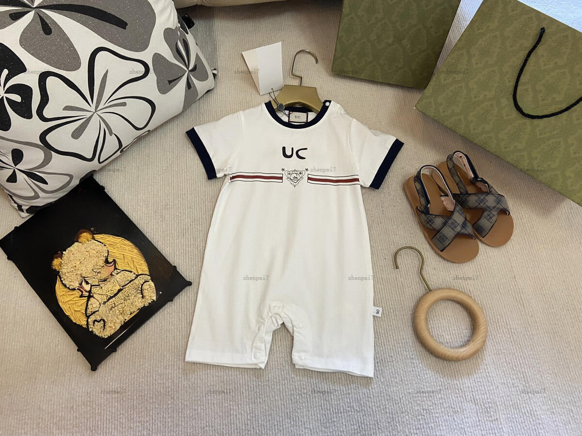 Top newborn jumpsuits Summer kids romper designer Baby toddler clothing Short sleeve infant bodysuit A135X04N080-b