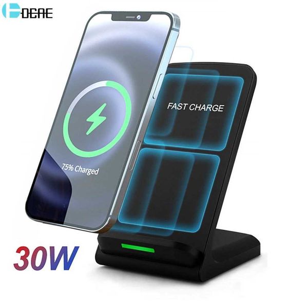 30W Wireless Charger Stand For iPhone 14 13 12 Pro 11 XS XR X 8 Samsung S22 S21 S20 Fast Charging Dock Station Phone ChargersM240731
