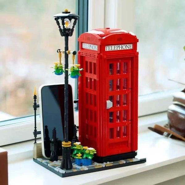 New Arrival 1460PCS London Red Telephone Booth Street View Series Men and Women Puzzle Building Blocks Birthday Christmas Toy Gift 21347 M25