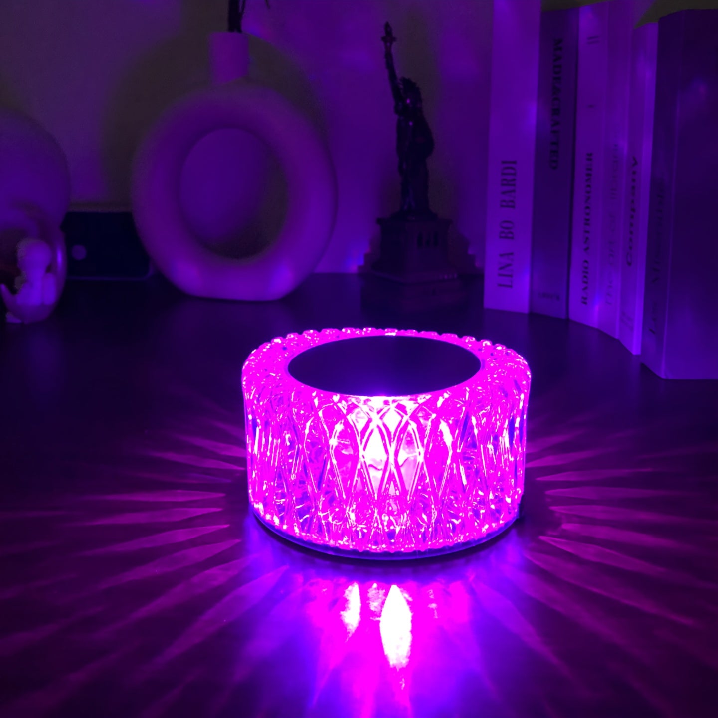 TEMU Portable Crystal Led Table Lamp With Control - 16- Dimmable Bedside Lamp, 3-level Brightness, Rechargeable Cordless Floor-desk Lamp With Crystal