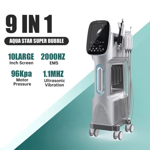 NewFace 9 In 1 Aqua Facial Machine Super Bubble Oxygen Jet Peel Deep Clean Skin Scrubber Whiten Moisturizing Beauty Salon Device