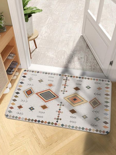 Carpet 1 piece modern bathroom mesh nonslip absorbent geometric pattern carpet floor mat doorway door 230828