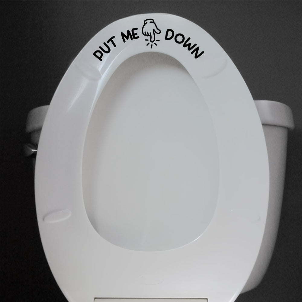 TEMU Funny Toilet Sticker- Waterproof Reusable Self-adhesive Bathroom Decal , Humorous Toilet Lid Sign With Design, New Arrival, Bathroom Decor