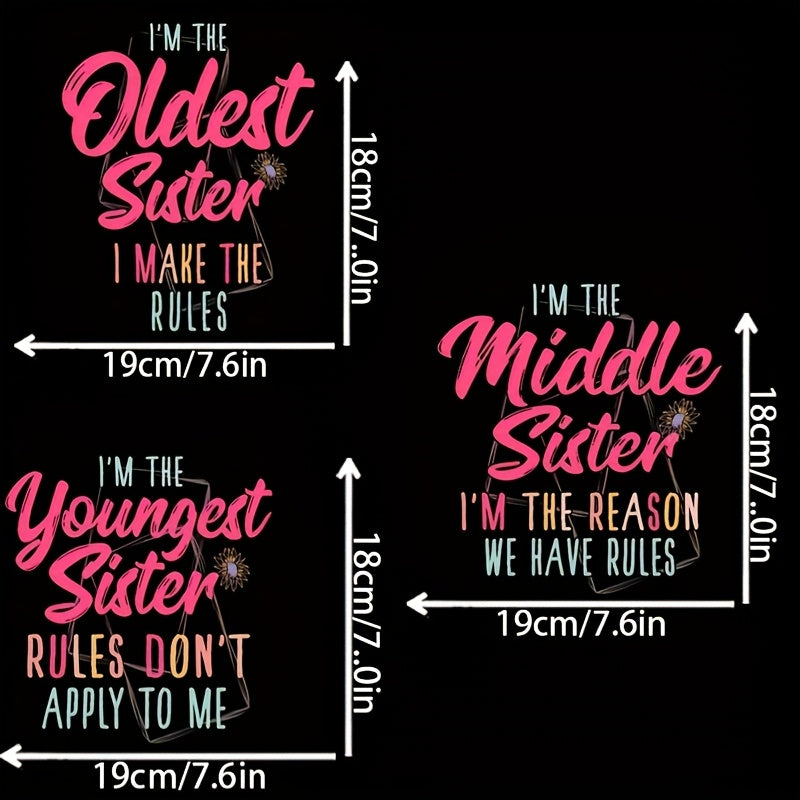 TEMU 3pcs 2025 New Colorful Letter Iron-on Transfers, Easy To Press & Washable Vinyl Stickers Suitable For Diy T-shirts, Jackets, Jeans -