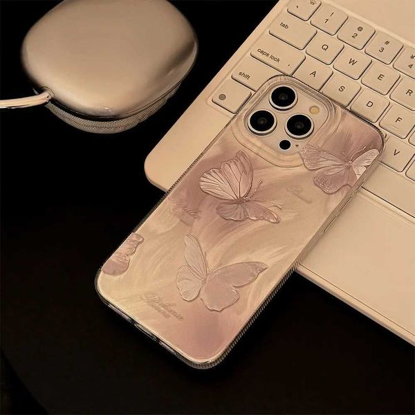 Designer Phone Case Cartoon Butterfly Laser Shining Pendant Bow Cool IMD Phone Case iPhone 11 13 Promax 14 Plus 12 15 16 Pro Max Cover M2410