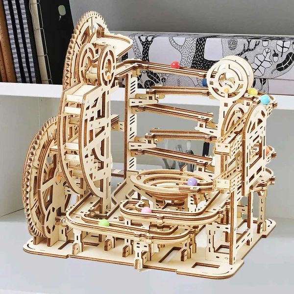 3d Wooden Puzzle Marble Runs Mechanical Puzzles Self Assembly Toy STEAM Educational Toys Model Building Kits for Kids Adult Gift CI240817