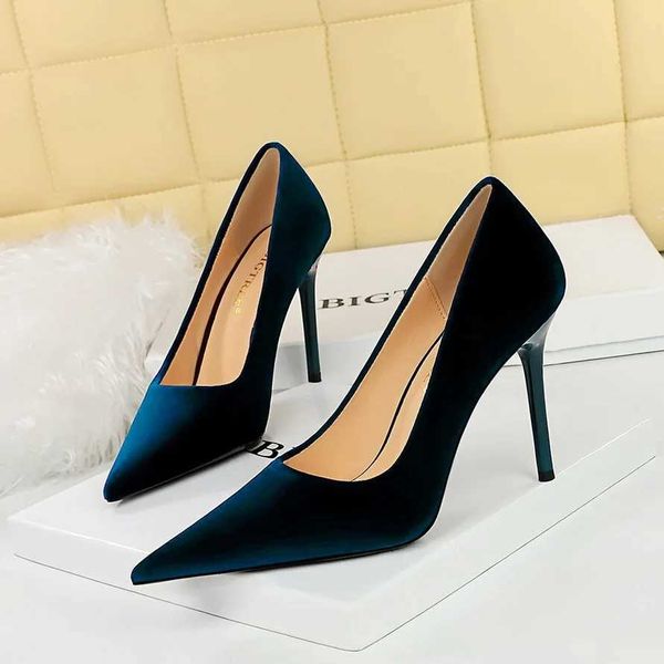 BIGTREE Elegant Womens High Heels Simple Suede Fine High Heels 9.5cm Womens Office Dress Ball Pump Coffee Navy Blue Y241116