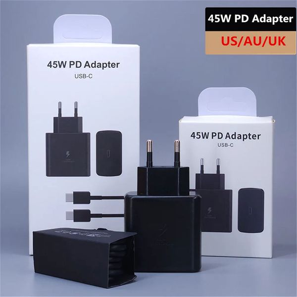 45W PD Adapter Charger Super Fast Charge US EU UK Plug Quick Charging Head Adapter Cable Set USB-C Chargers for iPhone 15 PD20W Samsung S23