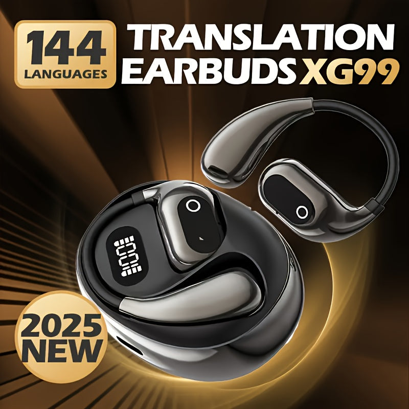 TEMU Ai Translation Earbuds 2025 | Real-time Ai Translating, 199 Language Support, Display, Type-c Charging, Touch Control & Open-ear Design –