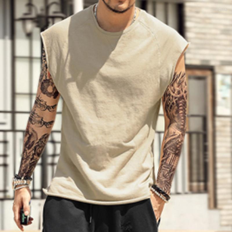 Men&#039;s T Shirts Summer Men Shirt Hip Hop Basic Male Vintage Vest Tops Fashion Crew Neck Sleeveless TShirts Clothing Tees
