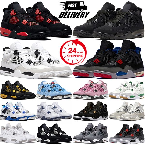 Free Shipping 4 basketball shoes designer sneakers Military Black Cat Cement Grey Red Thunder Pink Panda Pine Green Women Men Jumpmaan 4s ou