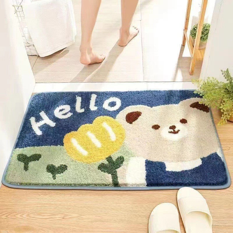 Dirt-resistant Door Household Carpet Absorbent Floor Mat Bedroom Cartoon Toilet Foot Mat Door Non-slip Bathroom Mat Toilet