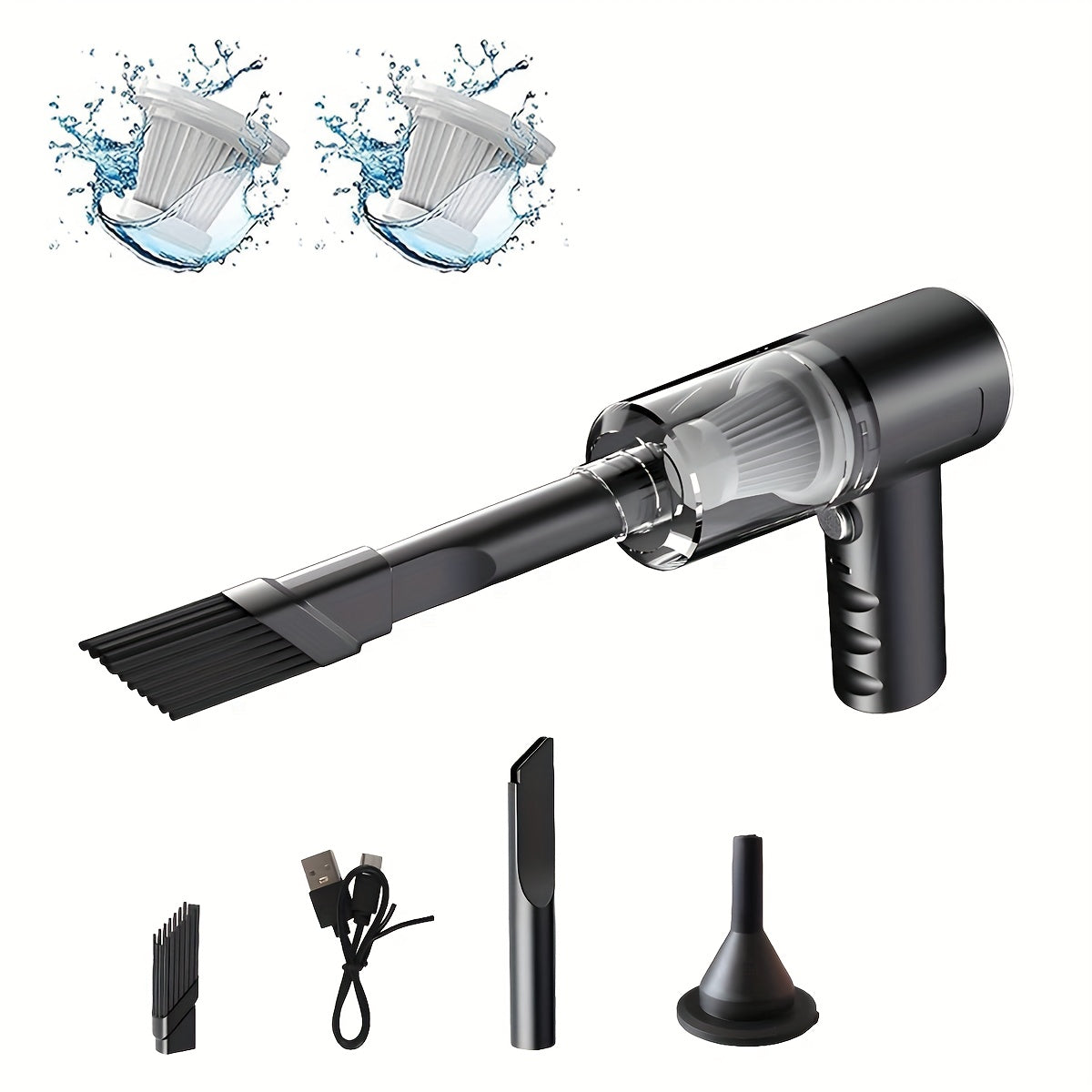 TEMU Mini Portable Cordless Handheld Vacuum Cleaner With 1 Washable Filters, Cyclone Inlet Cordless Vacuum Cleaner, Cleaner For Car- Office- Home