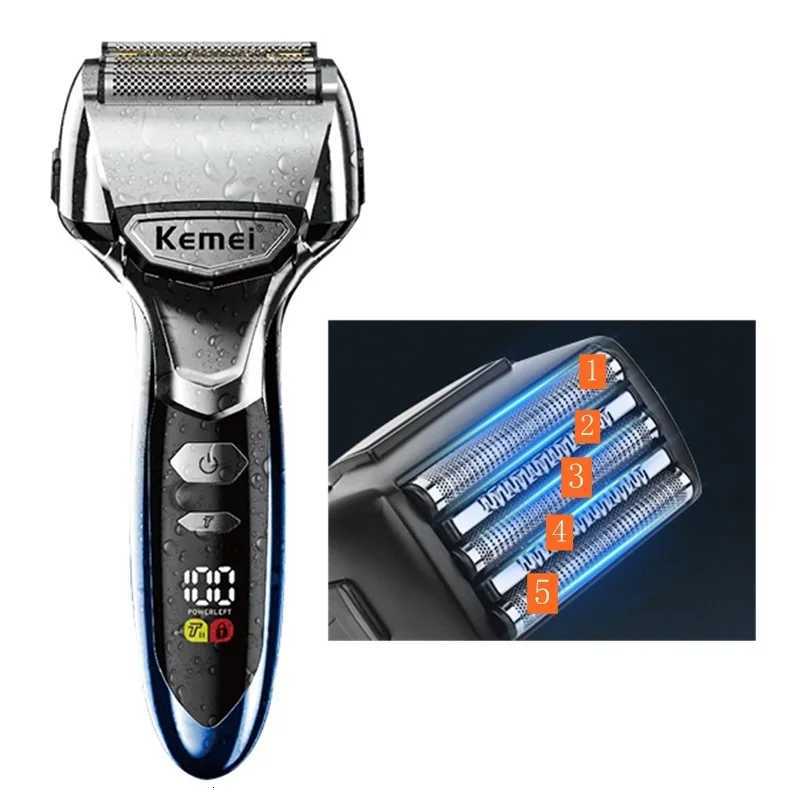 Kemei 5-Blade System Electric Shaver For Men Face Beard Wet Dry Electric Razor Rechargeable Bald Head Shaving Machine 250715 250715