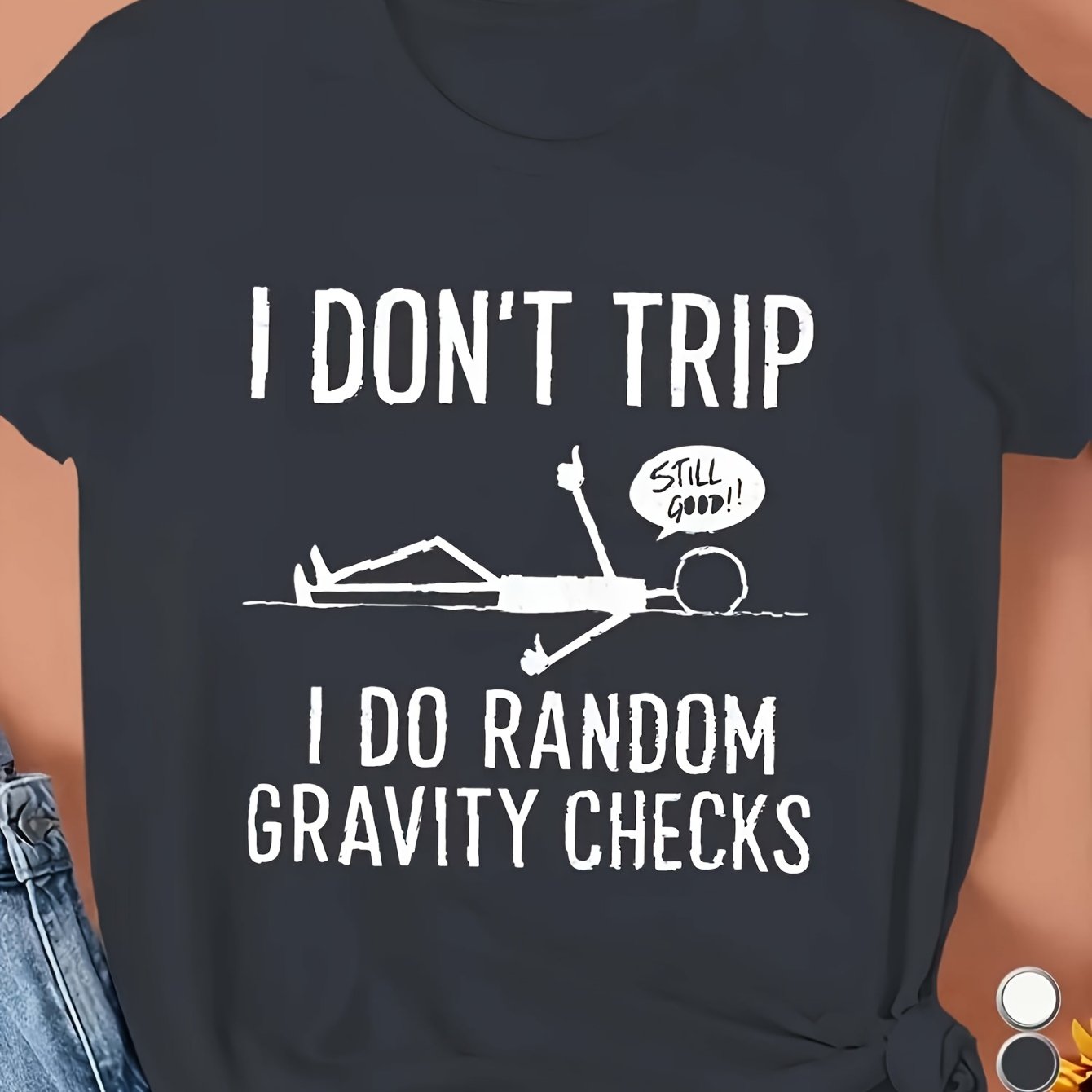 TEMU Don't Fall Design Women's Plus Size Sports Short Sleeve T-shirt, Essential Summer Wear, Fun Athletic Tee