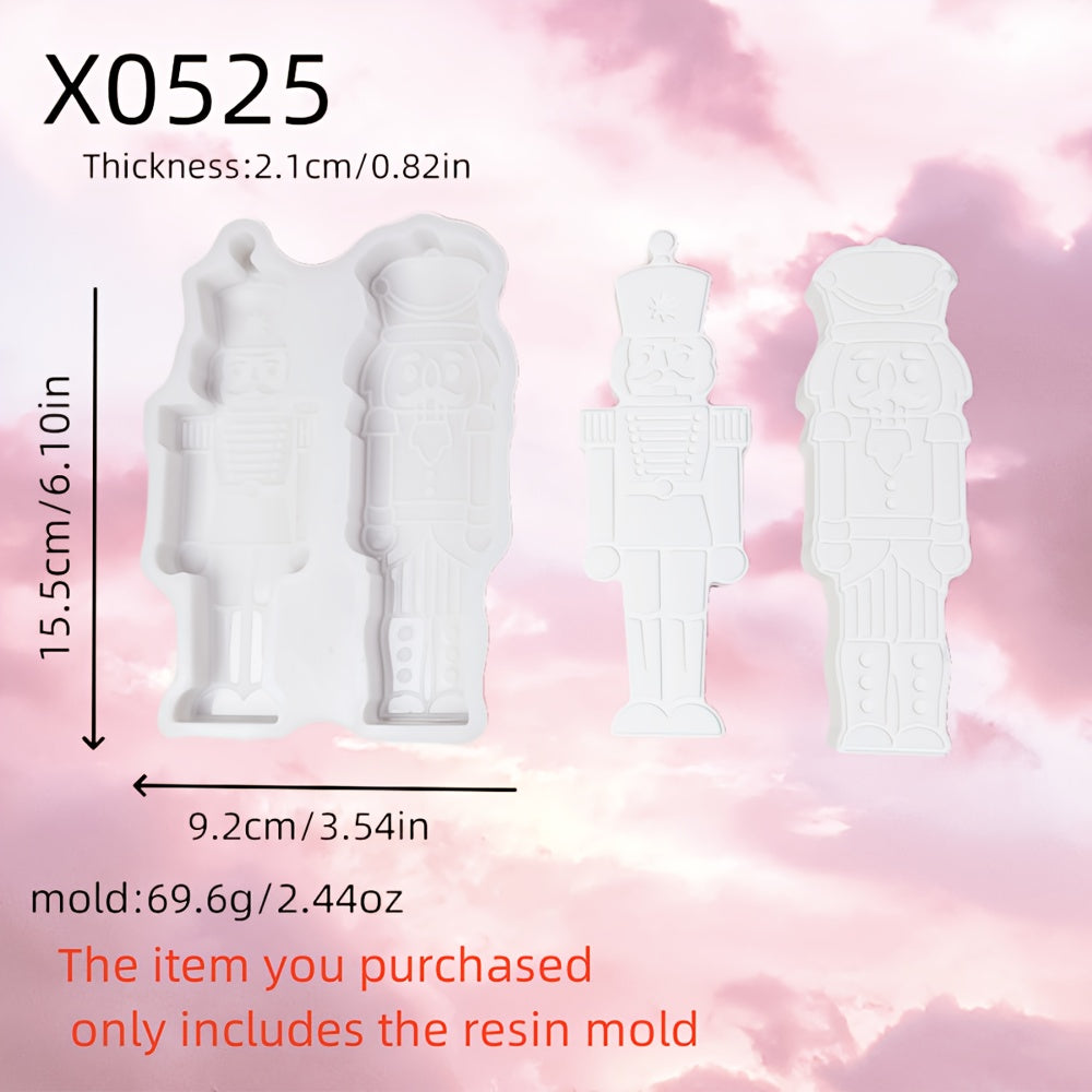 TEMU 1-cavity Nutcracker Soldier Mold - Casting Mold For Resin, Silicone, Candle, Gypsum Crafts - Diy Halloween, Christmas Decorations - Durable