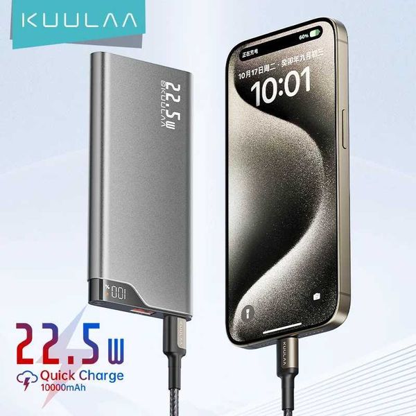 Cell Phone Power Banks KUULAA 22.5W Power Bank 10000mAh Portable Charger PowerBank Fast Charging External Battery For iPhone 16 15 14 batter