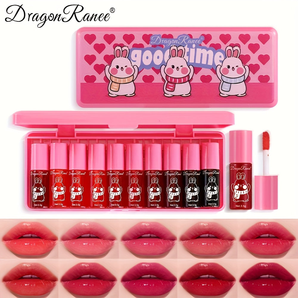 TEMU Dragon 10pcs Moisturizing Lip Gloss Set - Long-lasting, Stain-resistant Glossy Lipsticks Long-lasting Moisture, Hydration, , And Waterproof