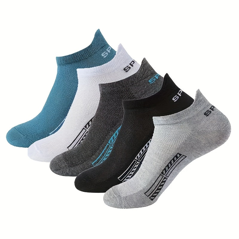 TEMU 5 Pairs Of Odor-resistant Sweat-absorbent Socks Suitable For Men And Women, Casual Ankle Boat Socks, Breathable Sports Socks, Men's Short Socks