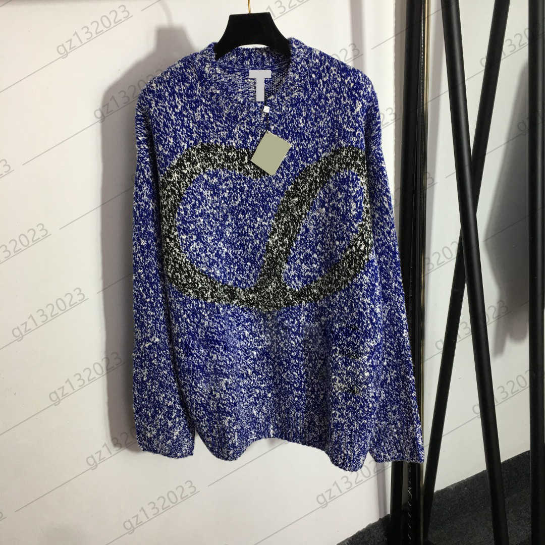 Womens Sweaters Contrasting Color Logo Printing Snowflake Fabric Soft Warm Knit Sweater Thread Round Collar Long Sleeve Wool Knitwear Fashion Women