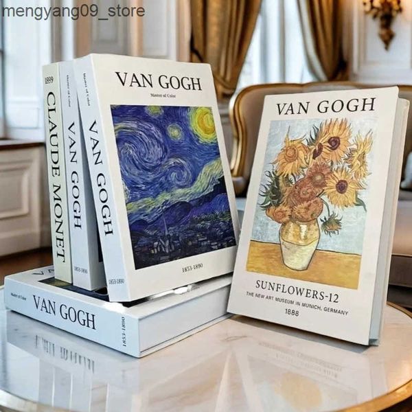 Other Home Decor Abstract Van Gogh Luxury Fake Book Home Decor Boho Bauhaus Decorative Books Storage Box Coffee Table Bedroom Interior Decor