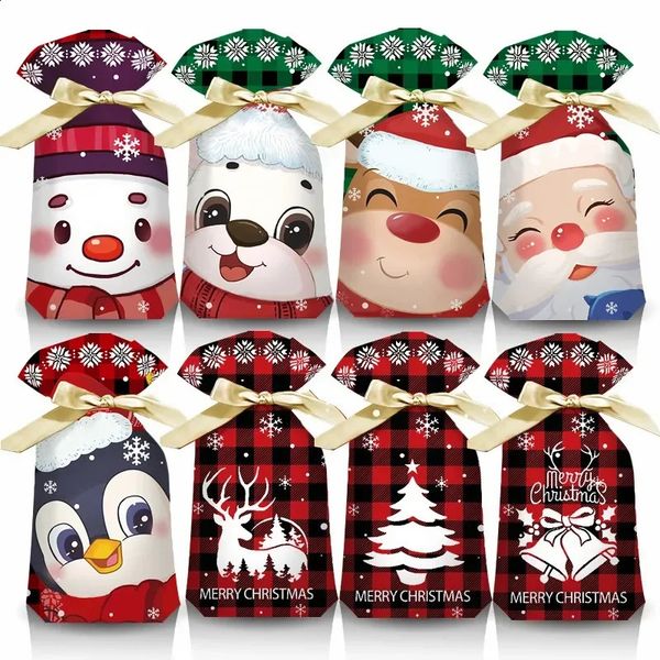 50PCS Christmas Candy Bag Santa Gift Decoration for Home Noel Present Wrap Holders Year 241210